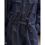 Denim Workwear Loose Lace-up Jumpsuit