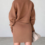 Zeagoo Women's Casual Two Pieces Sets Turtleneck Sweater and Mini Skirt Suits