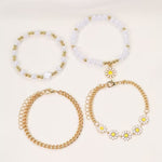 Pearl Daisy Stacking Bracelet Set of 4