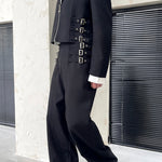 Metal Short Suit Zipper Blazer and Trousers