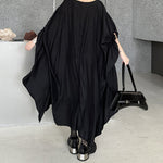 Pleated Batwing Sleeve Irregular Dress