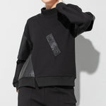 PU Leather Fake Two-piece Stand-up Collar Shirt