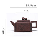 Buddha Stones Yixing All Handmade Gomoku Playing Chess Purple Clay Kung Fu Square Teapot 280ml