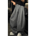 Wool Plaid Loose-fitting Wide-leg Trousers