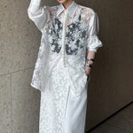 Hollow 3D Floral Stitching Pearl Shirt