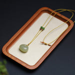 Buddha Stones Natural Hetian Jade Small Bag Pattern Prosperity String Necklace Pendant