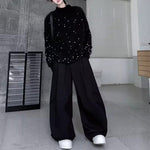 American Stand-up Collar Mink Beaded Sweater