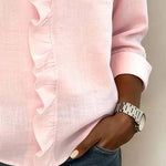 Susan | Blouse with Ruffles, V-Neck and Long Sleeves