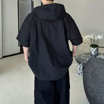 Oversized Hooded Utility Shirt with Large Pockets