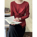 Irregular Hem Cross-over Knit Sweater
