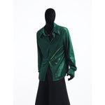 Reflective Starry Mesh Shoulder-Pad Shirt
