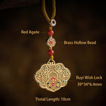 Buddha Stones Lock of Good Wishes Fu Character Luck Blessing Key Chain