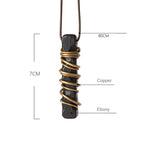Buddha Stones Tibet Ebony Wood Brass Balance Peace Necklace Pendant