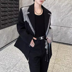 Lace Patchwork Padded Shoulder Casual Blazer