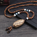 Buddha Stones Tibetan Wenge Wood Bodhi Seed Agate Balance Peace Necklace Pendant (Extra 40% Off | USE CODE: FS40)