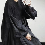 Patchwork Diamond Plaid Pleated Long Sweater
