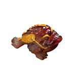 Buddha Stones Color Changing FengShui Wealth Lucky Frog Copper Coin Tea Pet Resin Figurine Decoration
