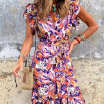 Zeagoo Women's Bohemian Floral Print Daily Holiday Going out V Neck Sleeveless Dress