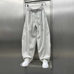 Loose-fitting Curved Elastic Waist Casual Pants