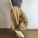Retro Pleated Lantern Cuff Overalls