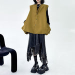 Bud Loose Solid Color V-neck Vest