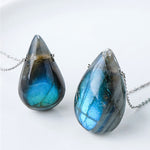 Buddha Stones Labradorite Water Drop Support Healing Necklace Pendant