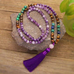 Buddha Stones Tibetan Amethyst Purify Bracelet Mala Set