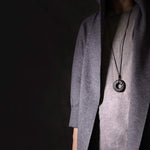Buddha Stones Zen Circle Ebony Wood Peace Calm Necklace Pendant