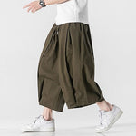 Cotton and Linen Wide Leg Bloomers Cropped Pants