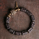 Buddha Stones Ebony Wood Copper Balance Protection Couple Bracelet