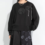 Casual Round Neck 3D Flower T-shirt
