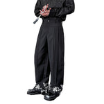 Pleated Wide-leg Printed Bamboo Casual Trousers
