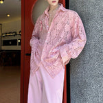 French Retro Sheer Lace Embroidered Shirt
