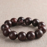 Buddha Stones 925 Sterling Silver Inlaid Small Leaf Red Sandalwood Om Mani Padme Hum Character Auspicious Clouds Protection Bracelet