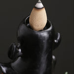 Buddha Stones Halloween Pumpkins Ghost Resin Backflow Smoke Fountain Incense Burner Decoration