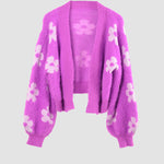 Zeagoo Women's Cute Daisy Knit Cardigan Long Sleeve Casual Flower Open Front Sweater Tops