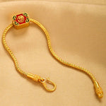 Buddha Stones Tibetan 18K Gold Om Mani Padme Hum Lucky Koi Fish Fu Character Ingot Copper Coin Peace Bracelet