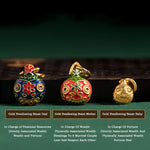 Buddha Stones Tibetan Gold Swallowing Beast Family Five God Of Wealth Thangka Fortune Bead Bracelet