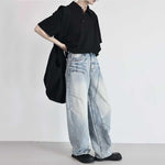 Casual Loose Polo Collar Polo T-shirt