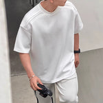Crew Neck Loose Fit Solid Color T-shirt