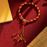 Buddha Stones Handmade Tibetan Five God Of Wealth Dragon Scale Rope Luck Braid Bracelet