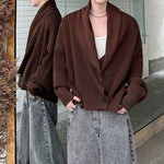 Lapel Button-down Knitted Sweater Coat