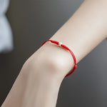 Buddha Stones 925 Sterling Silver Luck Bead Protection Red String Thin Cord Braided Bracelet