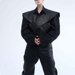 Dark PU Leather Cross Vest