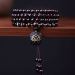 Buddha Stones 108 Mala Beads Tibetan Small Leaf Red Sandalwood Lotus Balance Bracelet