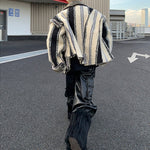 Striped Eco-friendly Fur Double-sided Plush Jacket