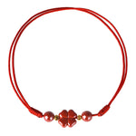 Buddha Stones Four Leaf Clover Cinnabar Blessing Calm String Bracelet Anklet
