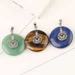 Buddha Stones Various Crystal Amethyst Pink Crystal Lotus Healing Necklace Pendant
