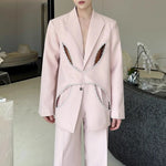 Pearl-embellished Hollow Suit Jacket Straight-leg Trousers Two-piece Suit