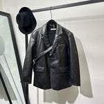 Vintage Pu Leather Suit Jacket
